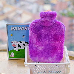 Medium Orchid PVC Hot Water Bottle with Soft Fluffy Cover, 500ml Water Bags, for Hand Leg Waist Warm Gift, Medium Orchid, 220x140mm, Capacity: 500ml