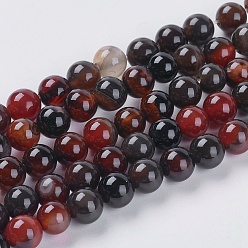 Natural Agate Natural Agate Beads Strands, Dyed, Round, Dark Red, 4mm, Hole: 1mm