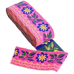 Camélia Rubans de polyester à broder gorgecraft, ruban jacquard, accessoires du vêtement, Motif floral, camélia, 51 mm, sur 7 m / bundle
