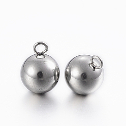Stainless Steel Color 304 Stainless Steel Sphere Charms, Round Ball, Mixed Color, 11x8mm, Hole: 2mm