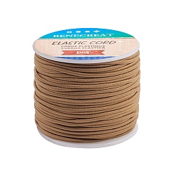 Tan Elastic Cord, Polyester Outside and Latex Core, Tan, 2mm, about 54.68 yards(50m)/roll, 1roll/box
