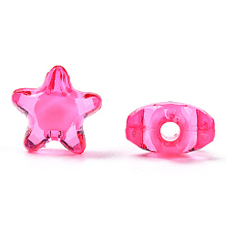 Deep Pink Transparent Acrylic Beads, Bead in Bead, Star, Deep Pink, 20x18x12mm, Hole: 3mm, about 270pcs/500g