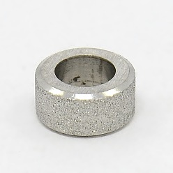 Stainless Steel Color Stainless Steel Large Hole Column Textured Beads, Stainless Steel Color, 10x5mm, Hole: 6mm