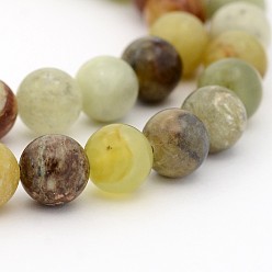 Xiuyan Jade Jade Xiuyan naturelle de rangées de perles rondes, 8mm, Trou: 1mm, Environ 49 pcs/chapelet, 15.7 pouce