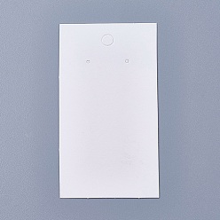 Blanc Des cartes d'affichage de papier, utilisé pour boucles d'oreilles, rectangle, blanc, 90x50x0.1mm, Trou: 1~5mm