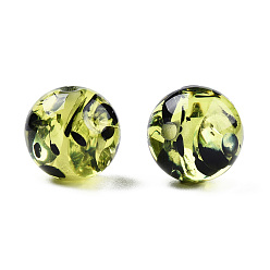 Yellow Green Resin Imitation Amber Beads, Round, Yellow Green, 12x11.5mm, Hole: 1.5~3mm