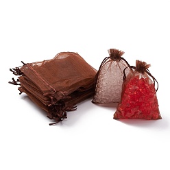 Chocolat Sacs-cadeaux en organza avec cordon de serrage, pochettes à bijoux, fête de mariage sacs-cadeaux de faveur de noël, chocolat, 15x10 cm