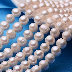 Seashell Color Potato Natural Cultured Freshwater Pearl Beads Strands, Seashell Color, 9~10mm, Hole: 0.8mm, about 41~47pcs/strand, 14.6 inch~16.1 inch