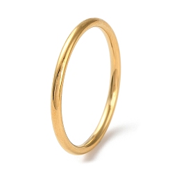 Chapado en Oro Real 18K Revestimiento de iones (ip) 304 anillo de dedo de banda simple de acero inoxidable para mujeres y hombres, real 18 k chapado en oro, 1.5 mm, diámetro interior: tamaño de EE. UU. 7 1/4 (17.5 mm)