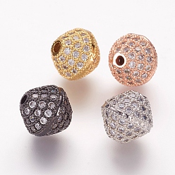 Mixed Color Brass Micro Pave Cubic Zirconia Beads, Bicone, Clear, Mixed Color, 10x10mm, Hole: 2mm