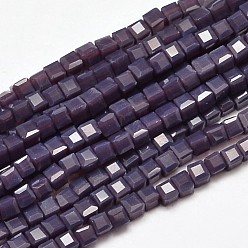Dark Slate Blue Faceted Cube Glass Beads Strands, Dark Slate Blue, 2.5x2.5x2.5mm, Hole: 0.5mm, about 185pcs/strand, 15.7 inch