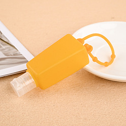 Orange Plastic Hand Sanitizer Bottle with Silicone Cover, Portable Travel Squeeze Bottle Keychain Holder, Orange, 10mm
