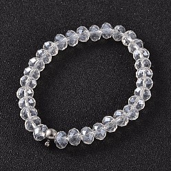 Clair Fabrication de bracelet extensible en perles de verre à fil élastique coréen, avec 304 accessoires en acier inoxydable, clair, 55mm
