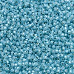 (2117) Silver Lined Milky Aqua Cuentas de semillas redondas toho, granos de la semilla japonés, (2117) aguamarina lechosa con forro plateado, 11/0, 2.2 mm, agujero: 0.8 mm, acerca 1110pcs / botella, 10 g / botella