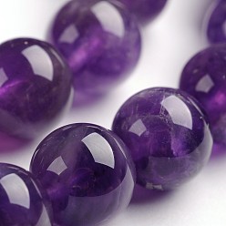 Amethyst Round Natural Amethyst Gemstone Bead Strands, 6mm, hole: 1mm, about 65pcs/strand, 14.9 inch