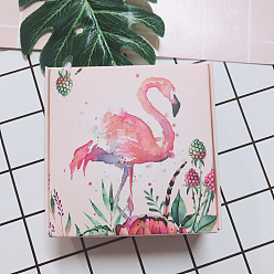 Flamingo Shape Cajas de regalo de papel plegables, cajas de jabón hechas a mano, plaza, forma de flamenco, 7.5x7.5x3 cm
