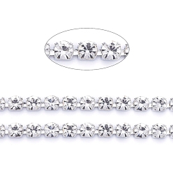 Cristal 304 cadenas de strass de diamantes de imitación de acero inoxidable, con carrete, cadenas de la taza del Rhinestone, color acero inoxidable, cristal, 3x3x2.7 mm, aproximadamente 32.8 pies (10 m) / rollo.