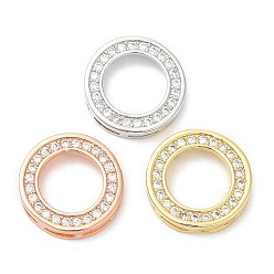 Couleur Mélangete Micro en laiton anneau ouvrent pendentifs de zircons, liens multi-brins, sans plomb et sans nickel, couleur mixte, 15x3mm, Trou: 4mm
