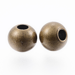 Bronce Antiguo 304 bolas de acero inoxidable, rondo, Bronce antiguo, 4x3 mm, agujero: 2 mm