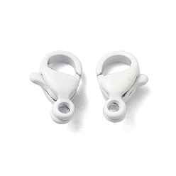 White Spray Painted 304 Stainless Steel Lobster Claw Clasps, White, 9.5x6x3mm, Hole: 1.2mm