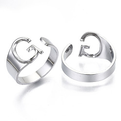 Letter G Alloy Cuff Finger Rings, Cadmium Free & Nickel Free & Lead Free, Alphabet, Platinum, Letter.G, US Size 8(18.1mm)