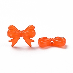 Dark Orange Imitation Jelly Style Acrylic Beads, Bowknot, Dark Orange, 14x18x4.5mm, Hole: 2mm, about 917pcs/500g