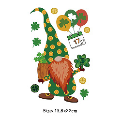 Gnome Saint Patrick's Day Theme PET Sublimation Stickers, Heat Transfer Film, Iron on Vinyls, for Clothes Decoration, Gnome, 220x138mm