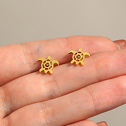 Tortoise Stainless Steel Stud Earring, Real 18K Gold Plated, Tortoise, No Size