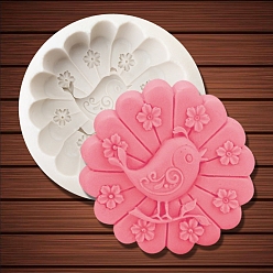 White DIY Flower with Bird Soap Silicone Molds, for Handmade Soap Making, White, 9x4cm