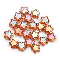 Marron Sablonneux Perles en verre electroplate, la moitié plaqué or, étoiles, Sandy Brown, 8x4mm, Trou: 1mm