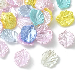 Mixed Color Acrylic Imitation Pearl Pendants, Leaf, Mixed Color, 17x15x4.5mm, Hole: 2mm