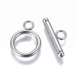 Stainless Steel Color 304 Stainless Steel Toggle Clasps, Stainless Steel Color, 18.5x13.5x2mm, Hole: 3mm, Inner Diameter: 9.5mm, Bar: 21x8x3mm, Hole: 3mm