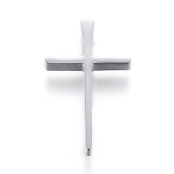Stainless Steel Color 304 Stainless Steel Pendants, Cross, Stainless Steel Color, 18x12x3mm, Hole: 1.5mm