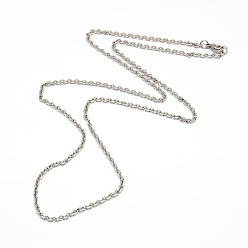 Stainless Steel Color Fashionable 304 Stainless Steel Cable Chain Necklace Making, with Lobster Claw Clasps, Faceted, Stainless Steel Color, 23 inch~24 inch(58.4~61cm)x3mm