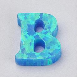 Letter B Charmes en opale synthétique, lettre, Dodger bleu, 10x8.5x2.5mm, Trou: 0.8mm