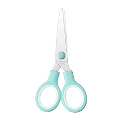 Pale Turquoise Stainless Steel Children's DIY Paper-cutting Scissors, with Plastic Handle, Multi-Purpose Office Scissor, Easy Grip Handles, Pale Turquoise, 130x62mm