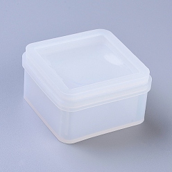 Blanco Caja de almacenamiento de moldes de silicona, moldes de resina, para resina uv, fabricación de joyas de resina epoxi, caja cuadrada, blanco, 74x74x12 mm, 80x80x37 mm, diámetro interno: 63x63 mm y 60x60 mm