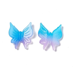 Bleu Ciel Foncé Cabochons acryliques bicolores opaques, papillon, bleu profond du ciel, 25x23.5x6mm
