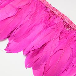 Темно-Розовый Мода гусиное перо ткань нить аксессуары костюма, темно-розовыми, 100~180x38~62 мм, около 2 м / упаковка