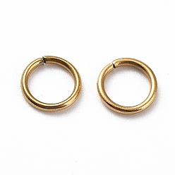 Oro Revestimiento iónico (ip) 304 anillos de salto de acero inoxidable, anillos del salto abiertos, anillo redondo, conectores de metal para la fabricación de joyas de bricolaje y accesorios de llavero, dorado, 21 calibre, 5x0.7 mm, diámetro interior: 3.6 mm