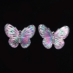 Chardon Pendentifs acryliques électrolytiques, de couleur plaquée ab , papillon, chardon, 31x41x4mm, Trou: 1.2mm