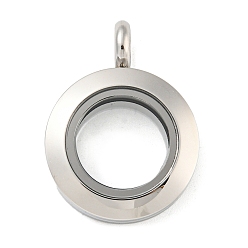 Stainless Steel Color 304 Stainless Steel Floating Locket Pendants, with Glass, Flat Round, Stainless Steel Color, 27x20x7mm, Hole: 4mm