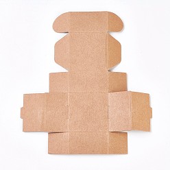 Bronze Boîte de papier kraft, boîte pliante, carrée, tan, 6.2x6.2x3.5 cm