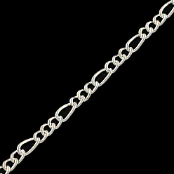 Silver Iron Figaro Chains, with Spool, Soldered, Silver Color Plated, 5.3x2.6x0.6mm, about 328.08 Feet(100m)/roll
