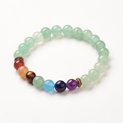 Aventurine Verte Yoga chakra bijoux, perles vertes naturelles aventurine étirer bracelets, 2-1/8~2-3/8 pouces (55~60 mm)