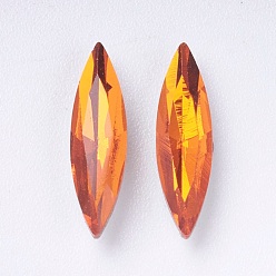 Tangerine Imitation Austrian Crystal Glass Rhinestone, Grade A, Pointed Back & Back Plated, Horse Eye, Tangerine, 14~14.5x4x2.5~3mm