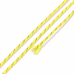 Yellow Polycotton Filigree Cord, Braided Rope, with Plastic Reel, for Wall Hanging, Crafts, Gift Wrapping, Yellow, 1mm, about 32.81 Yards(30m)/Roll