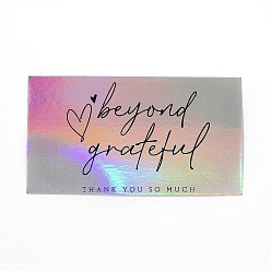 Colorful Laser Thank You Card, for Thanksgiving Day Decorations, Rectangle, Colorful, 50x90x0.4mm, 50pcs/bag