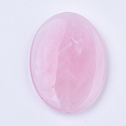 Perlas de Color Rosa Abalorios de acrílico, estilo de imitación de piedras preciosas, Color de dos tonos, oval, rosa perla, 40x29x5.5 mm, Agujero: 1.5 mm, sobre 170 unidades / 500 g