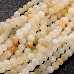 Flower Jade Natural Gemstone Beads Strands, Flower Jade, Round, about 8mm in diameter, hole: about 1mm, 15~16 inch